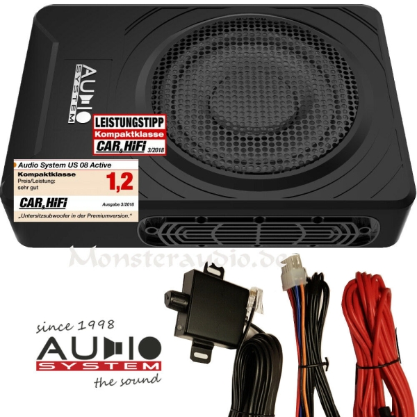 Audio System US08 24V für LKW 20cm Aktivsubwoofer Untersitz Sub + Verstärker 250 Watt US 08 24 Volt